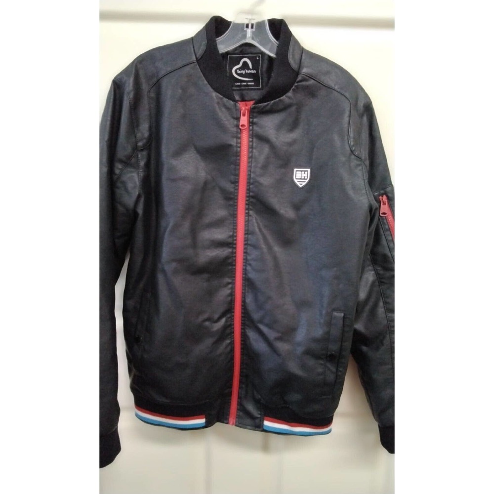 Being Human Men's Faux Leather Bomber Jacket Size Large Free Shipping
